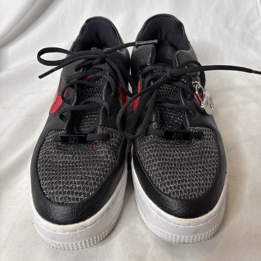 Nike Air Force 1 Sage Low Valentines Womens 8 Black Red CU4759-001 Shoes - Picture 4 of 10